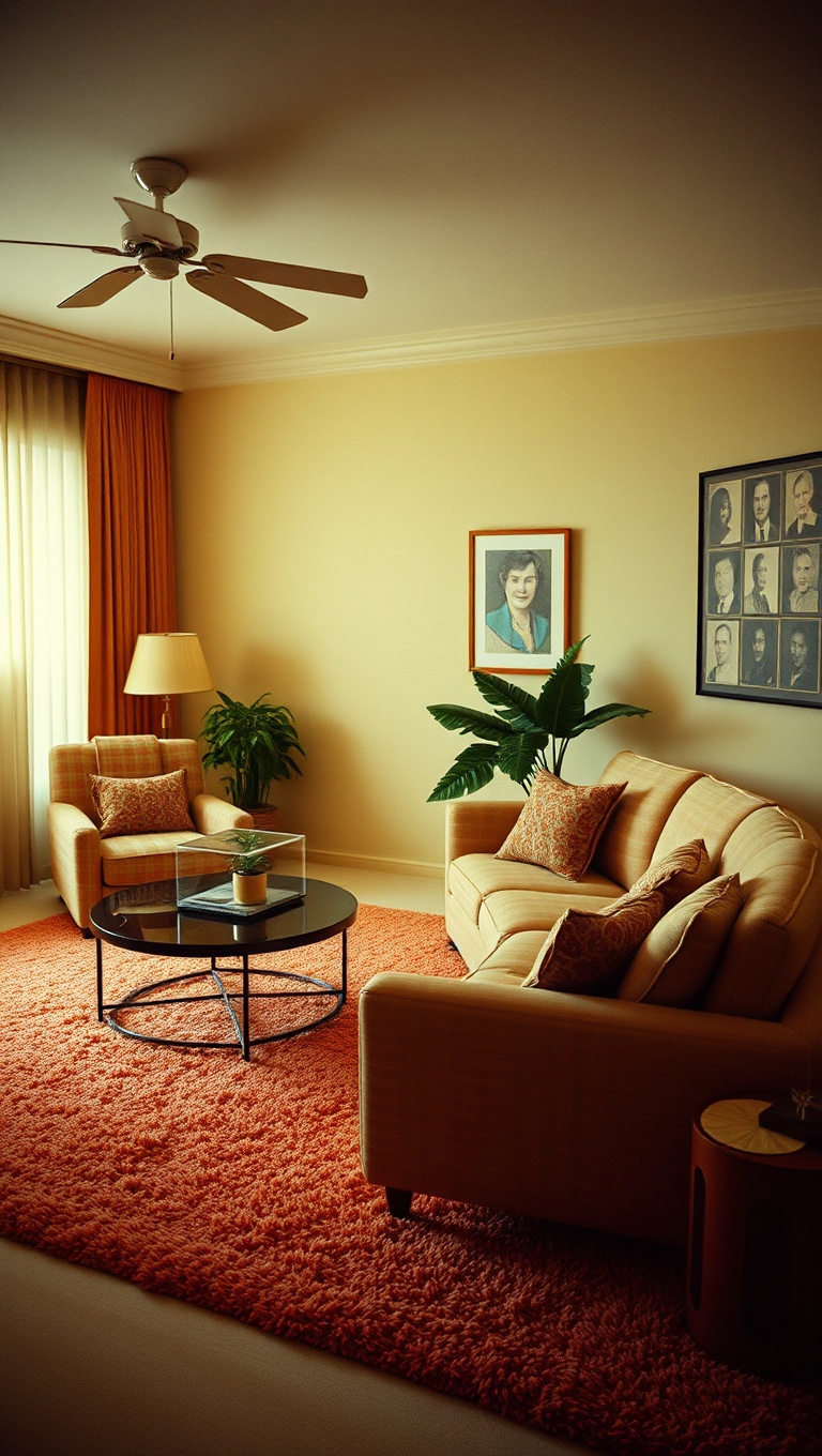 20 Groovy Ideas to Revamp Your 70s Living Room - 9. Shag Carpets for Comfort