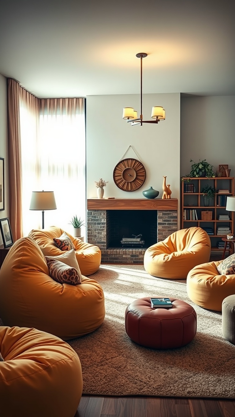 20 Groovy Ideas to Revamp Your 70s Living Room - 13. Iconic Bean Bag Chairs