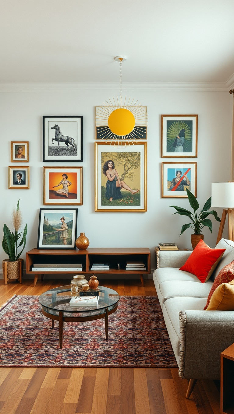 20 Groovy Ideas to Revamp Your 70s Living Room - 15. Vintage Artwork and Prints