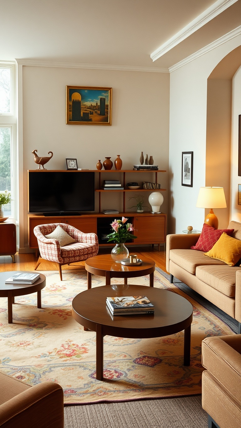 20 Groovy Ideas to Revamp Your 70s Living Room - 10. Retro Coffee Tables