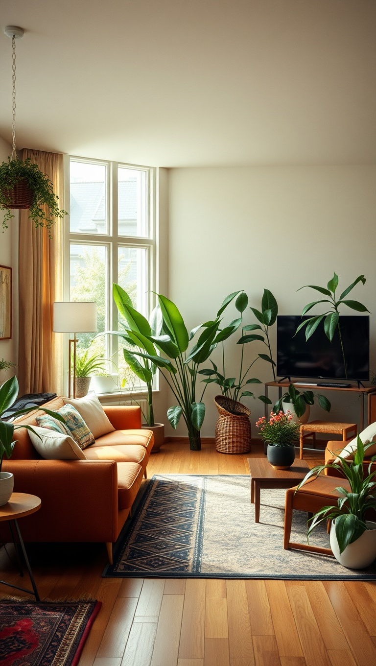 20 Groovy Ideas to Revamp Your 70s Living Room - 17. Indoor Plants for Freshness