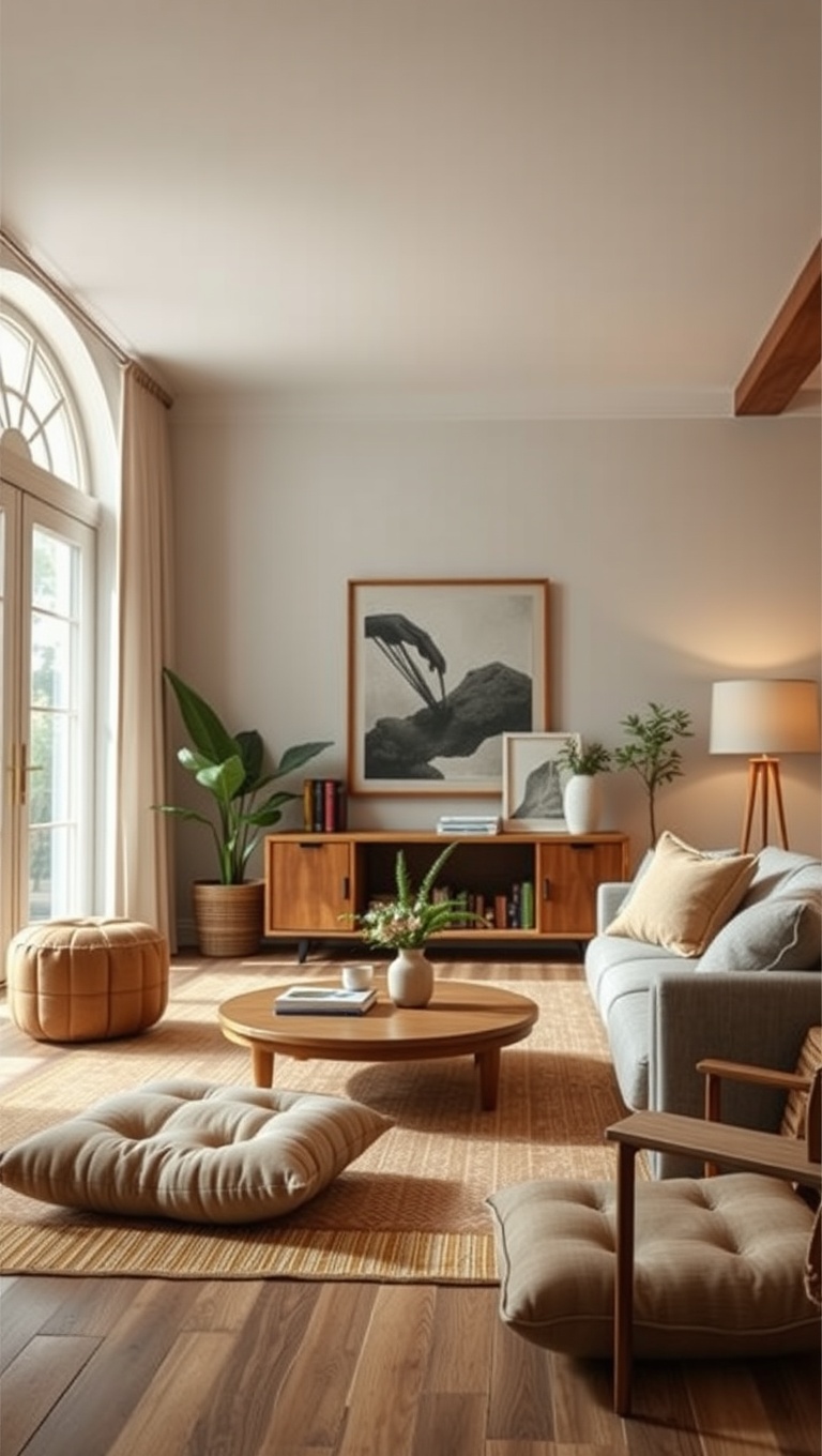 20 Artisan Living Room Ideas to Inspire Your Cozy Space - 19. Soft Floor Cushions for Casual Seating