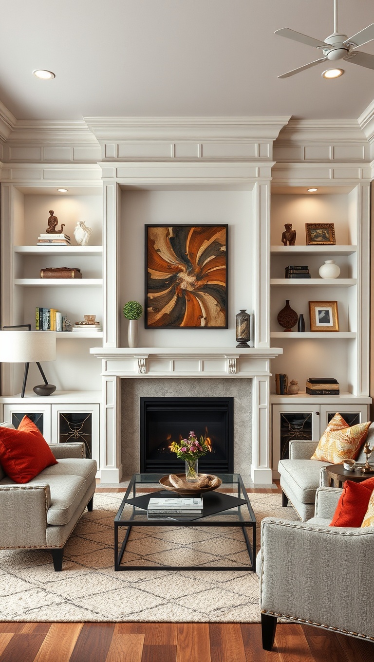 20 Artisan Living Room Ideas to Inspire Your Cozy Space - 16. Built-in Shelves for Personal Touches