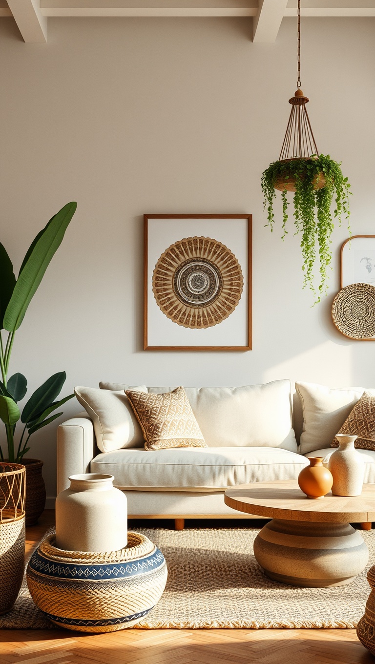 20 Boho-Chic Living Room Ideas to Inspire Your Space - Ceramic and Clay Accents