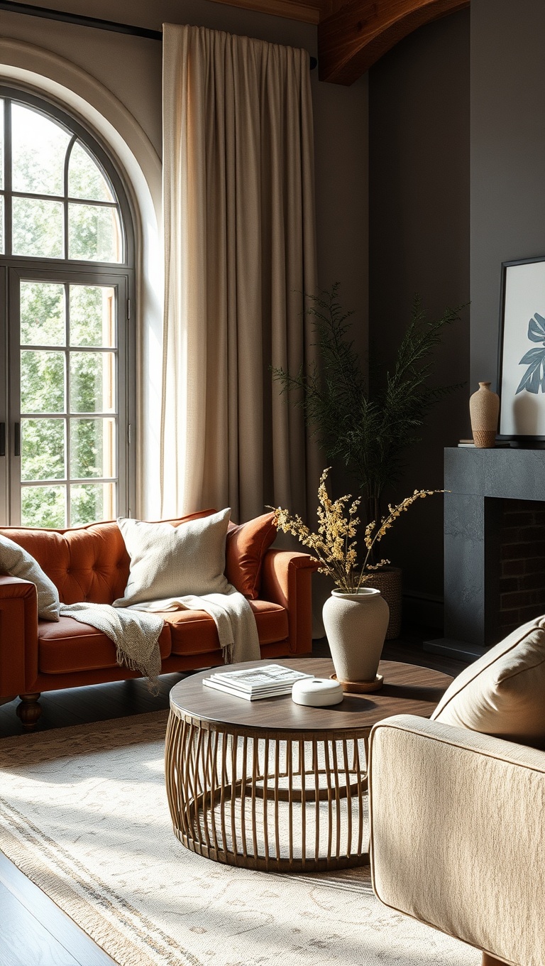 20 Boho-Chic Living Room Ideas to Inspire Your Space - Textured Fabrics: Velvet and Linen