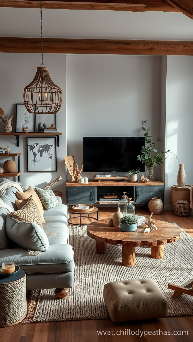 20 Boho-Chic Living Room Ideas to Inspire Your Space - Driftwood Decor for a Natural Feel