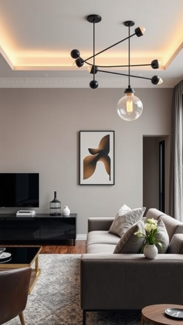 20 Dazzling Ideas for Bold Living Rooms That Wow! - 6. Incorporate Unique Lighting Fixtures