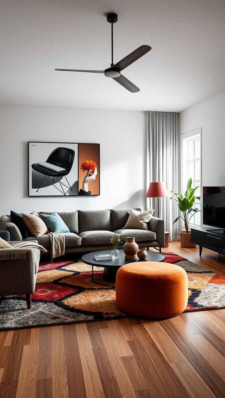 20 Dazzling Ideas for Bold Living Rooms That Wow! - 9. Opt for Fun and Funky Rugs