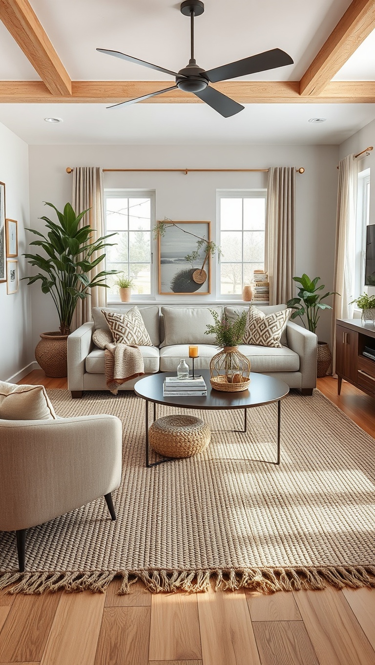 20 Cozy Ideas to Embrace Earthy Tones in Your Living Room - 2. Earthy Rugs: Ground Your Space with Natural Fiber