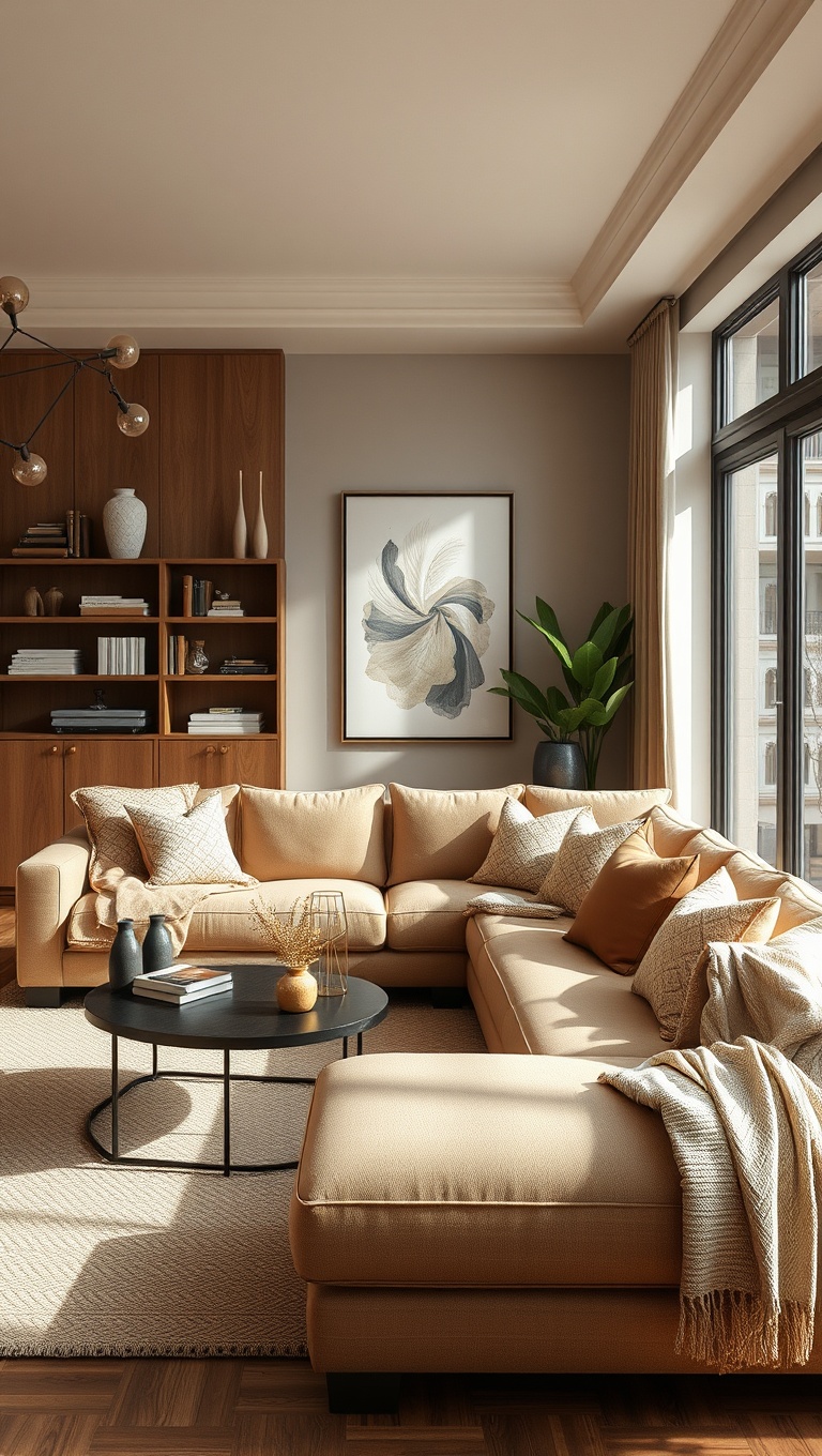 20 Cozy Ideas to Embrace Earthy Tones in Your Living Room - 3. Cozy Neutral Sofas: Comfort Meets Style in Beige