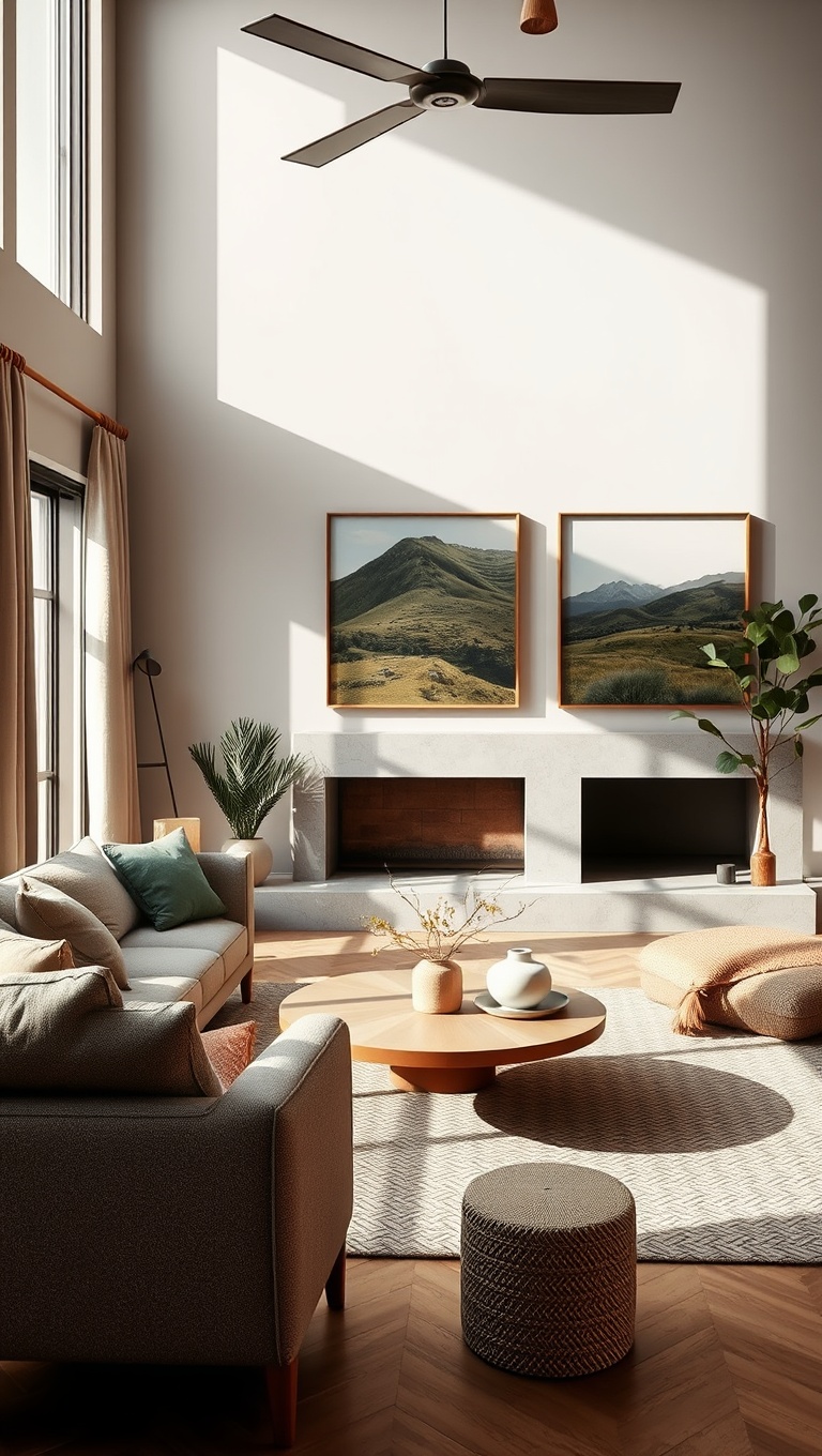20 Cozy Ideas to Embrace Earthy Tones in Your Living Room - 4. Nature-Inspired Artwork: Bring the Outdoors Inside