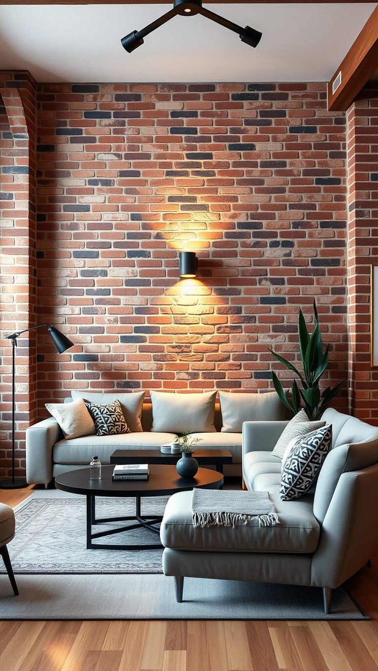 20 Creative Ideas to Elevate Your Exposed Brick Living Room - Install Fun Wall-Mounted Lighting