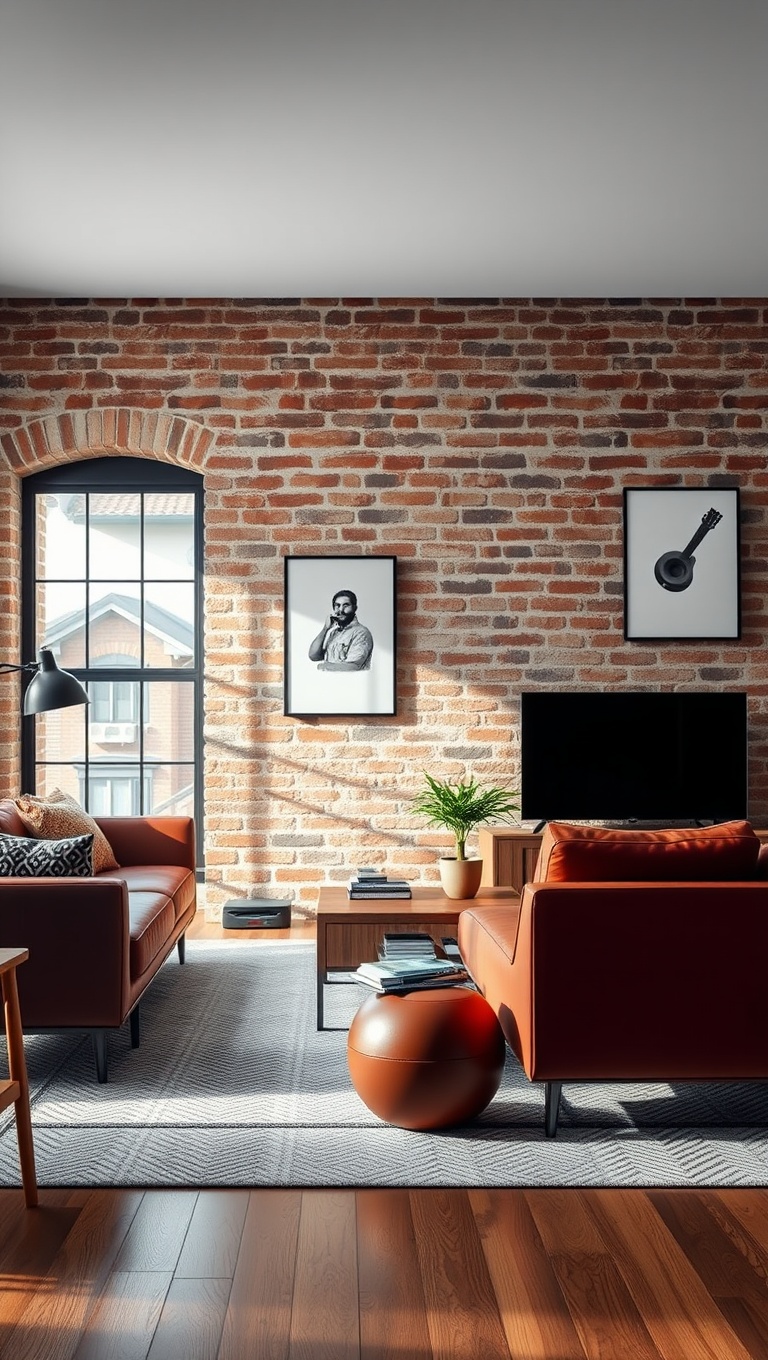 20 Creative Ideas to Elevate Your Exposed Brick Living Room - Integrate Smart Technology Sounds