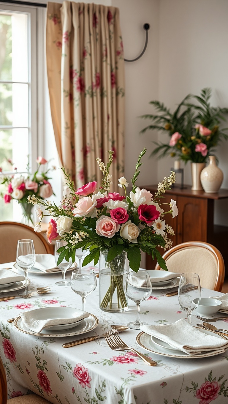 20 Blooming Ideas to Transform Your Living Room with Floral Flair - 17. Beautiful Floral Table Settings for Entertaining