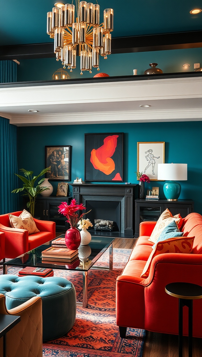 20 Glam Living Room Ideas that Sparkle and Shine - 17. Colorful Accessories for Pops of Fun