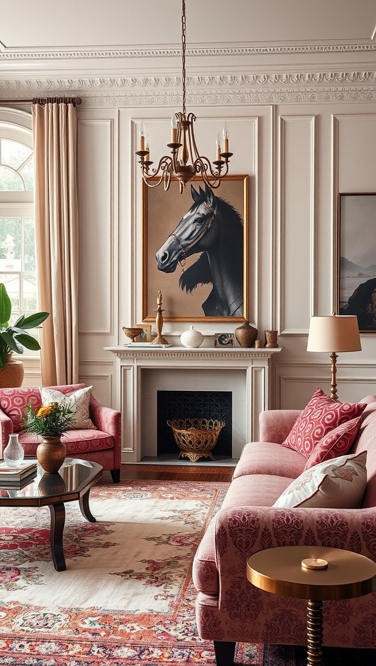 20 Glam Living Room Ideas that Sparkle and Shine - 13. Vintage Finds that Add Character