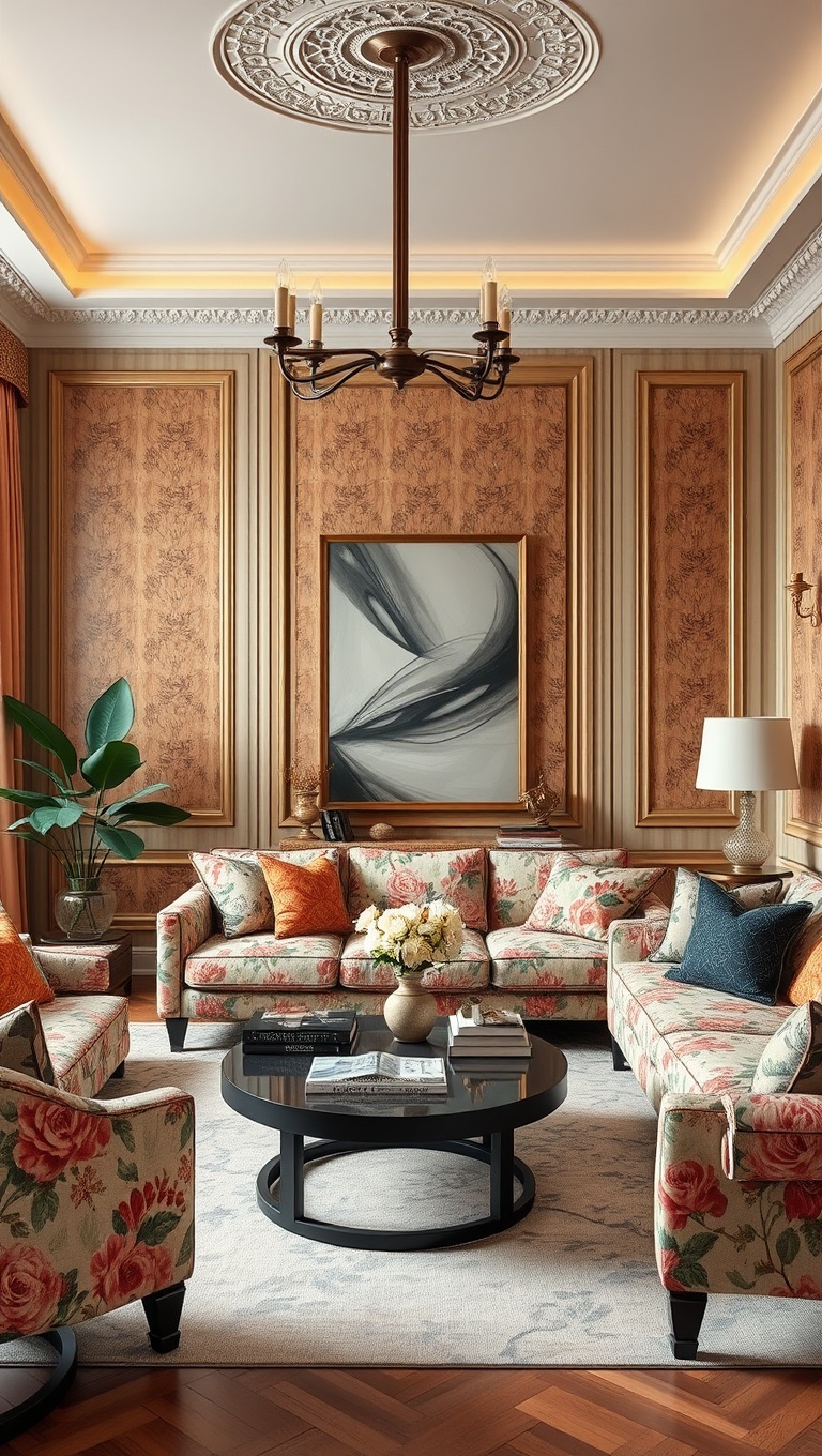 20 Charming Ideas for Grandmillennial Living Rooms: Embrace Nostalgia with Style! - 1. Floral Fabrics Galore: Choose Bold Patterns