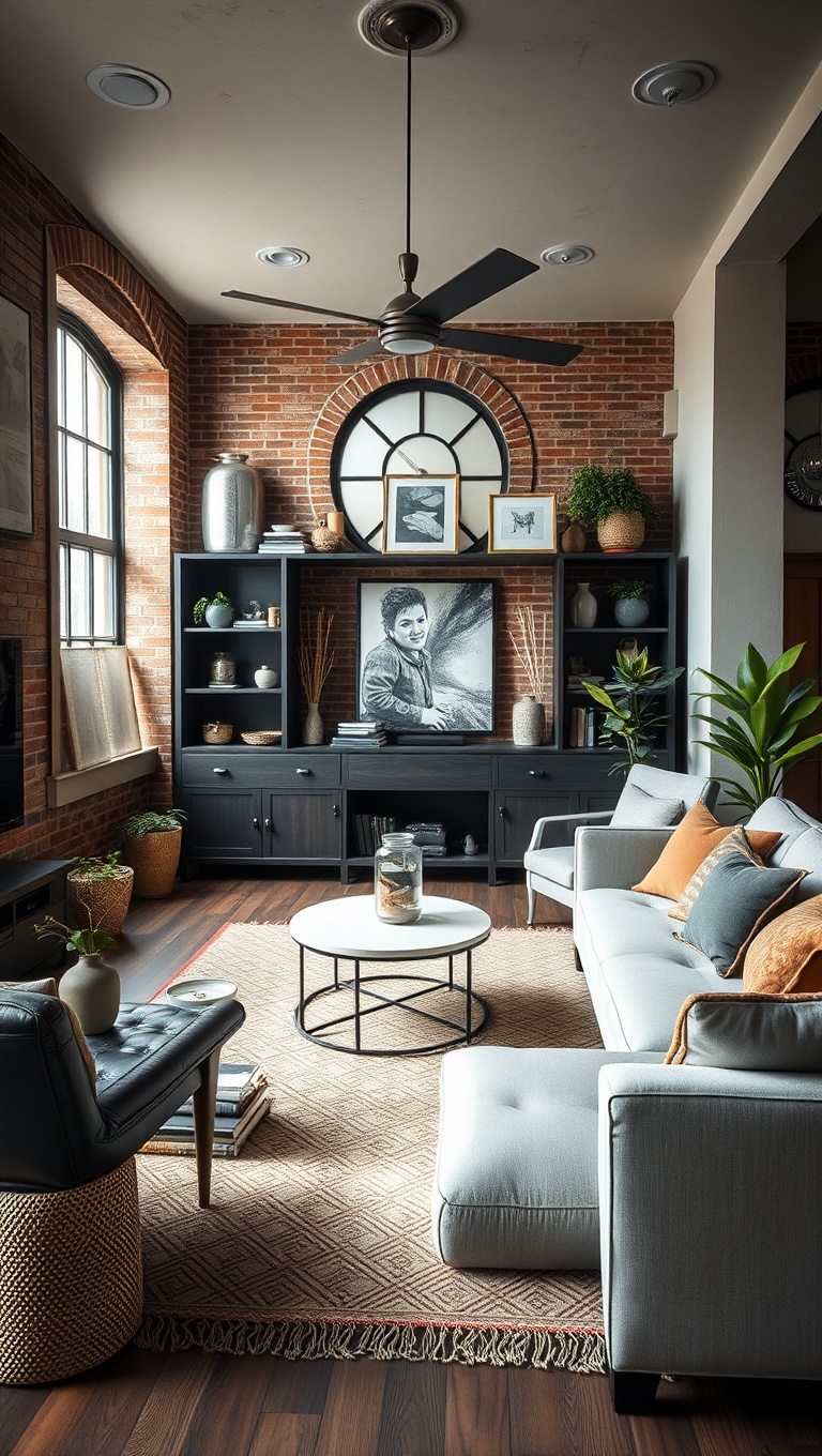 20 Stunning Ideas to Transform Your Living Room into an Industrial Chic Haven - 11. Showcase Your Collections