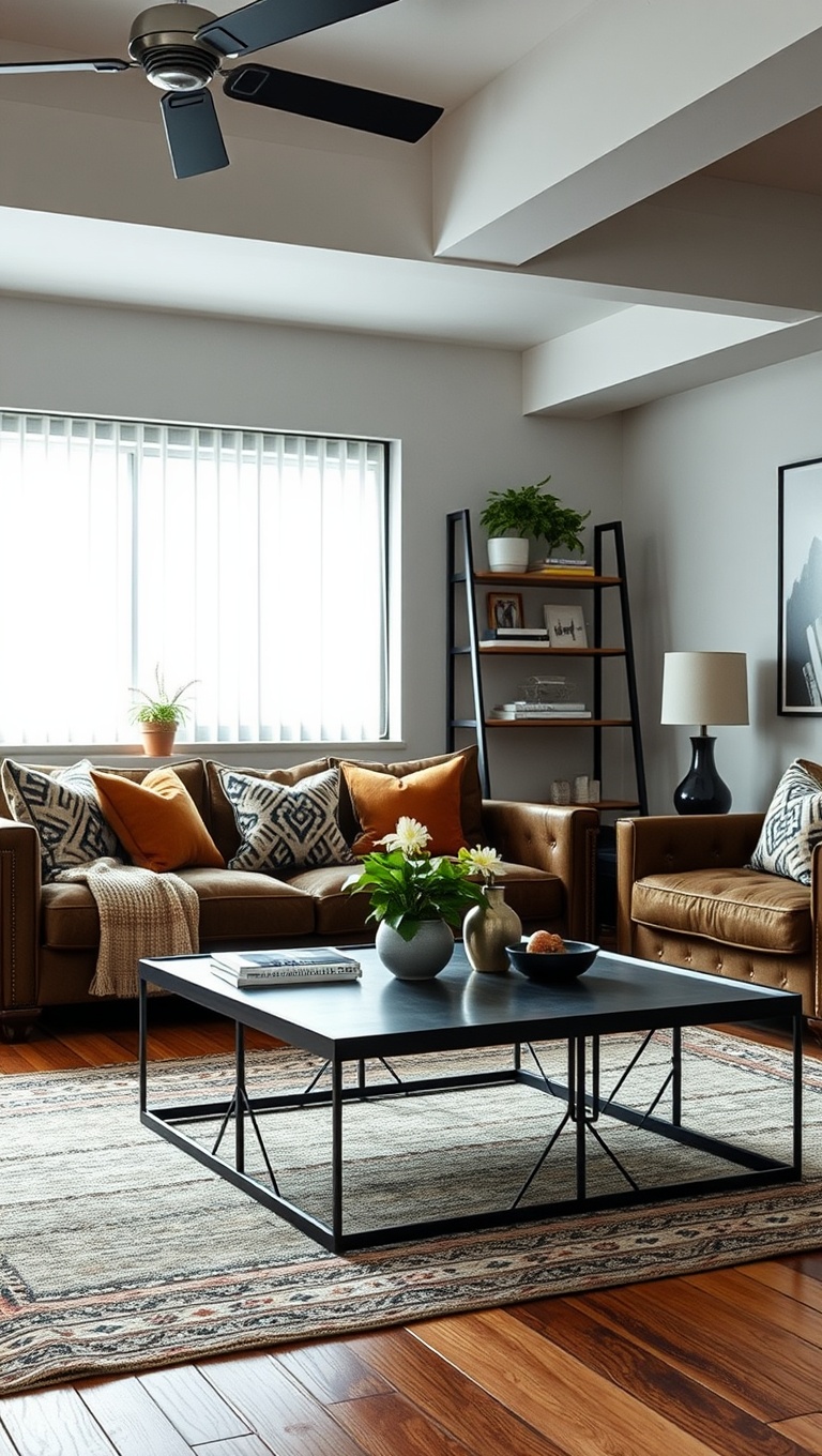 20 Stunning Ideas to Transform Your Living Room into an Industrial Chic Haven - 3. Choose a Statement Metal Coffee Table