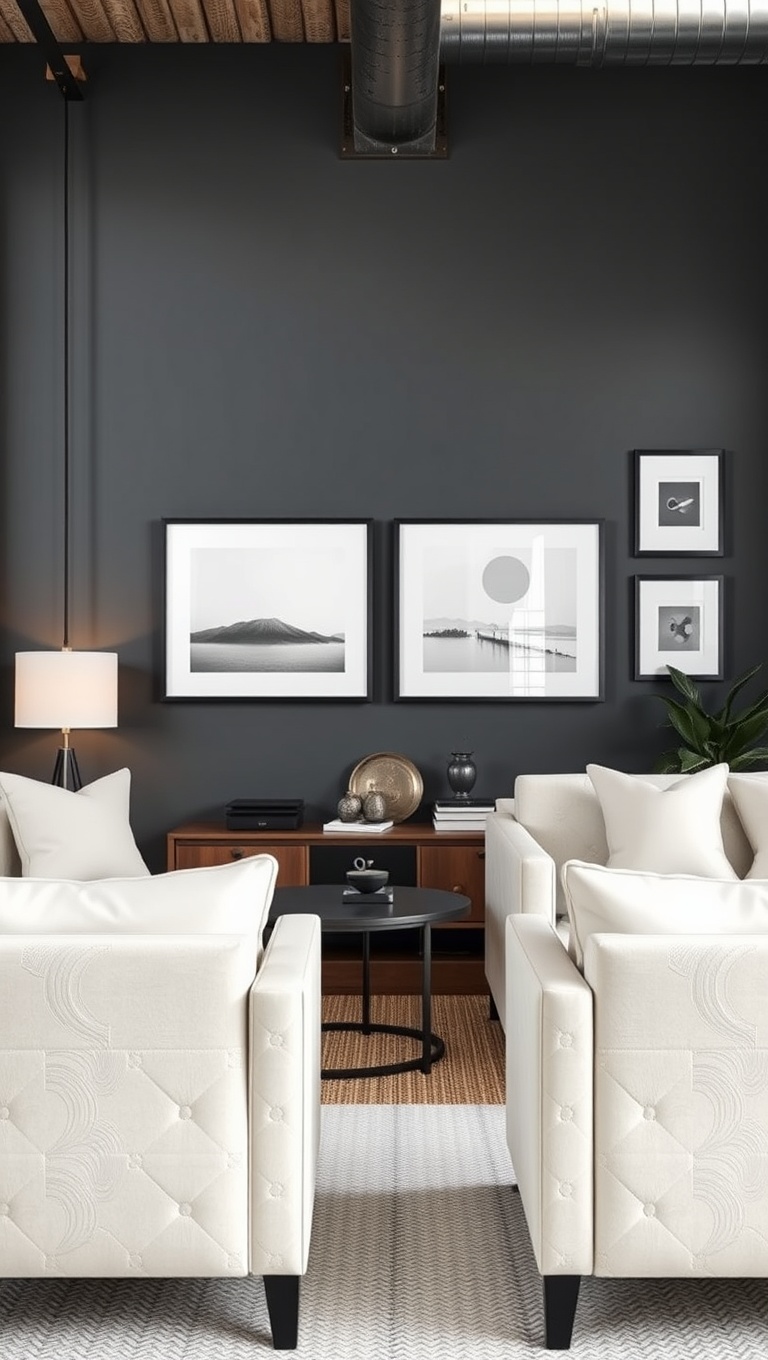 20 Stunning Ideas to Transform Your Living Room into an Industrial Chic Haven - 14. Choose Minimalist Artwork
