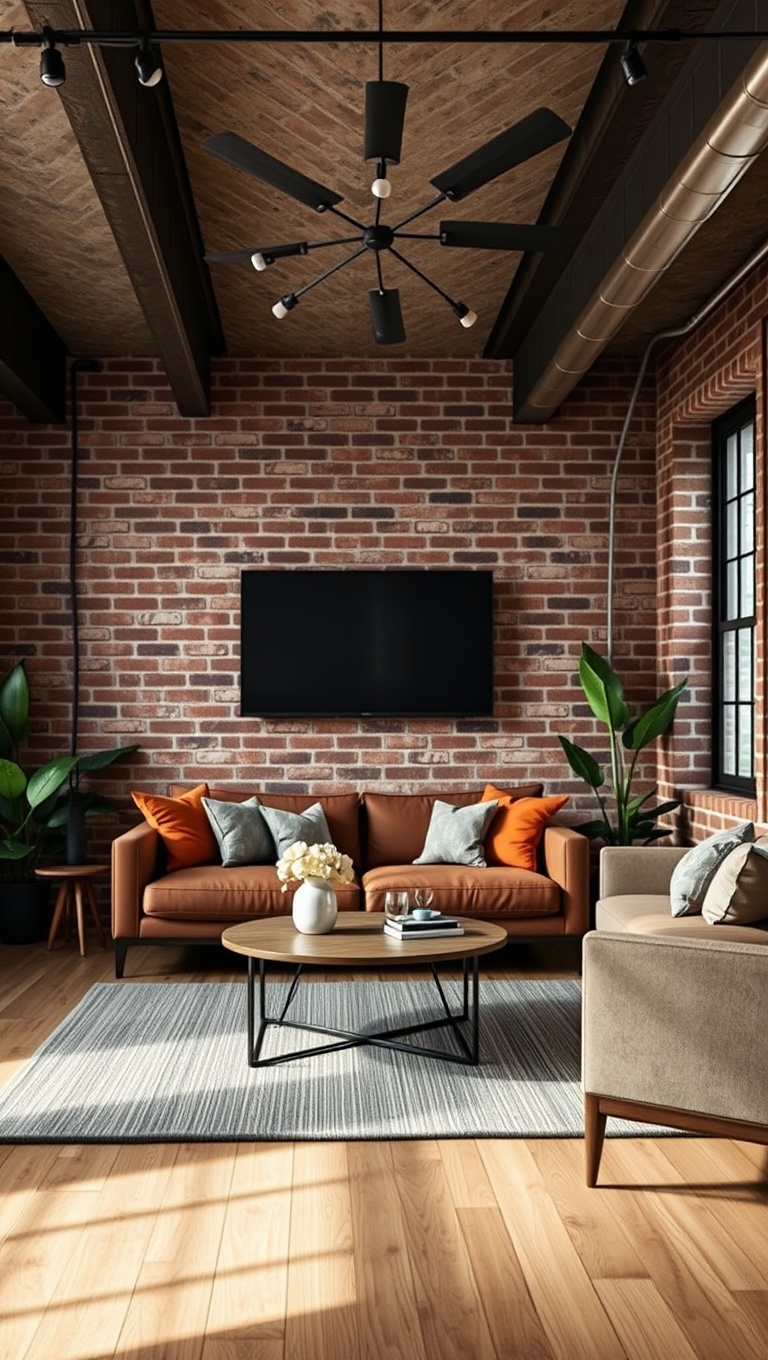 20 Stunning Ideas to Transform Your Living Room into an Industrial Chic Haven - 1. Embrace Exposed Brick Walls