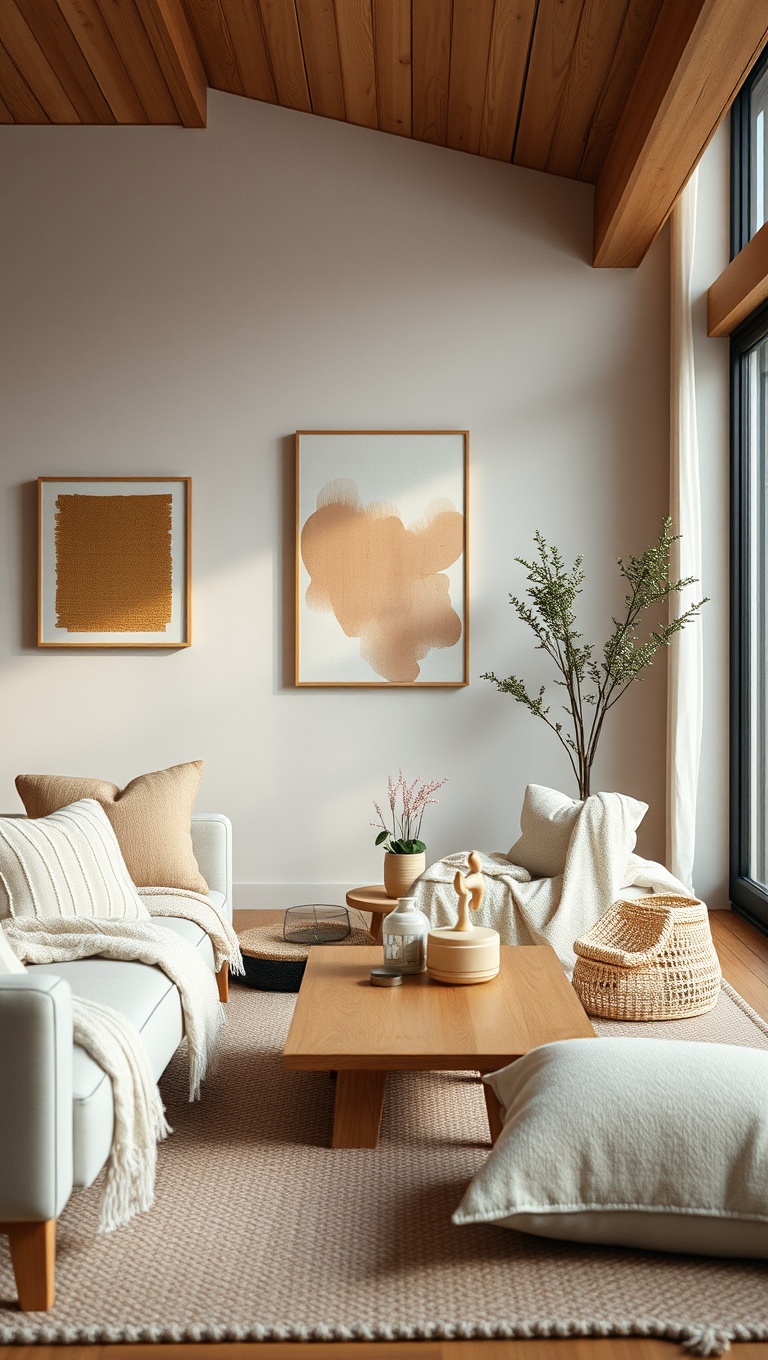 20 Inspiring Ideas for Your Japandi Living Room - 4. Cozy Textiles: Layer Up with Throws and Cushions