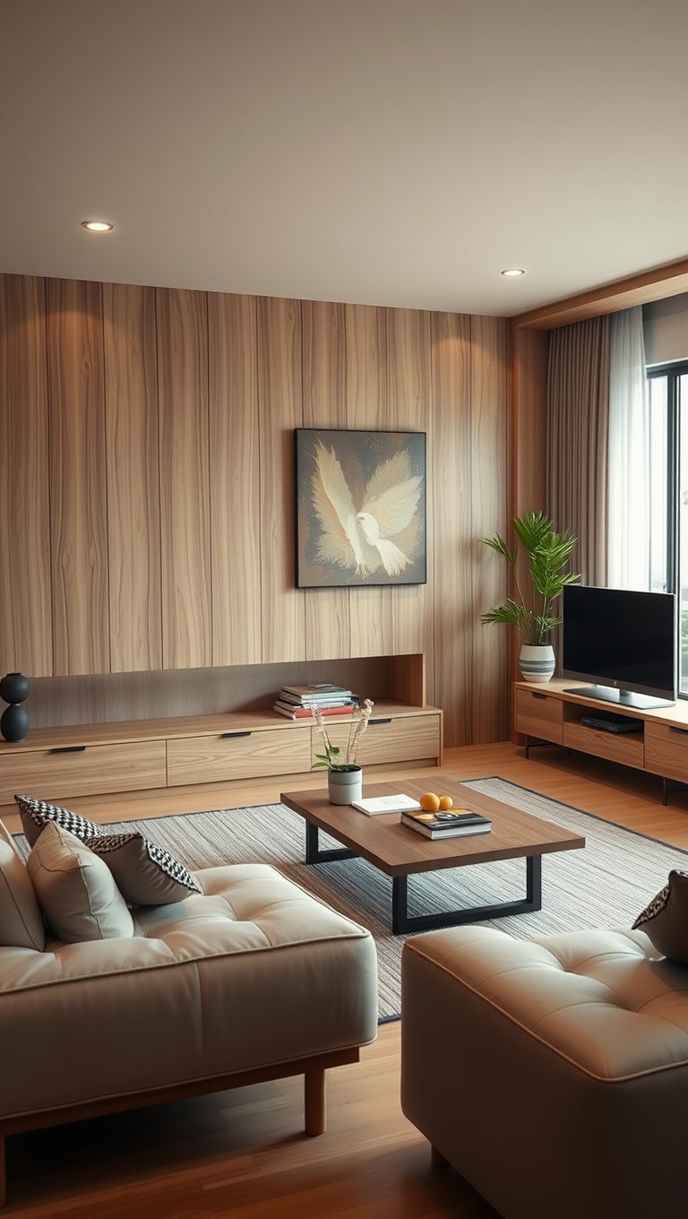 20 Inspiring Ideas for Your Japandi Living Room - 17. Warm Wood Finishes: Create Cozy Ambiance