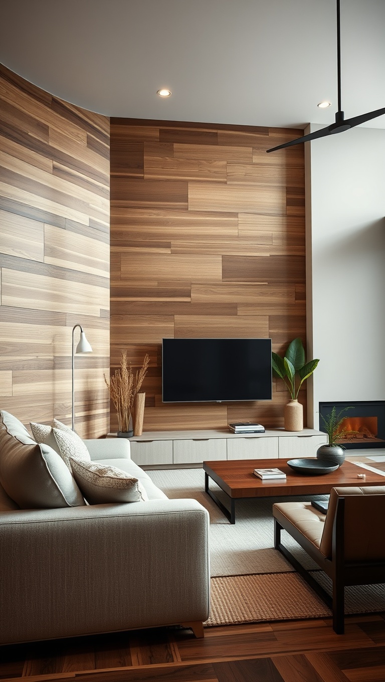 20 Inspiring Ideas for Your Japandi Living Room - 16. Textured Walls: Incorporate Wood Panels or Stone