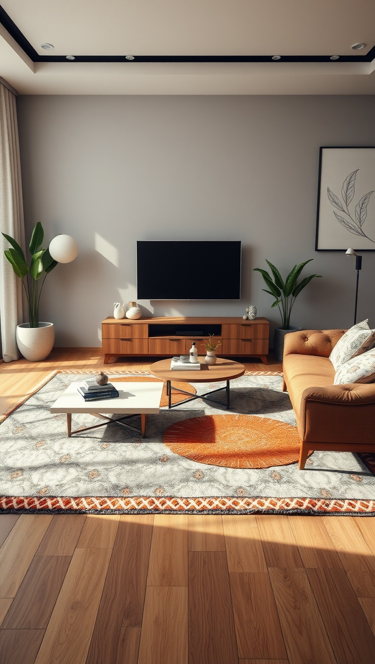 20 Fabulous Ideas and Inspiration for Layered Rug Living Rooms - 4. Layer with Different Sizes