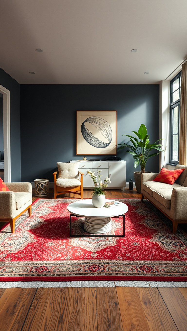 20 Fabulous Ideas and Inspiration for Layered Rug Living Rooms - 6. Introduce Vintage Rugs for Character