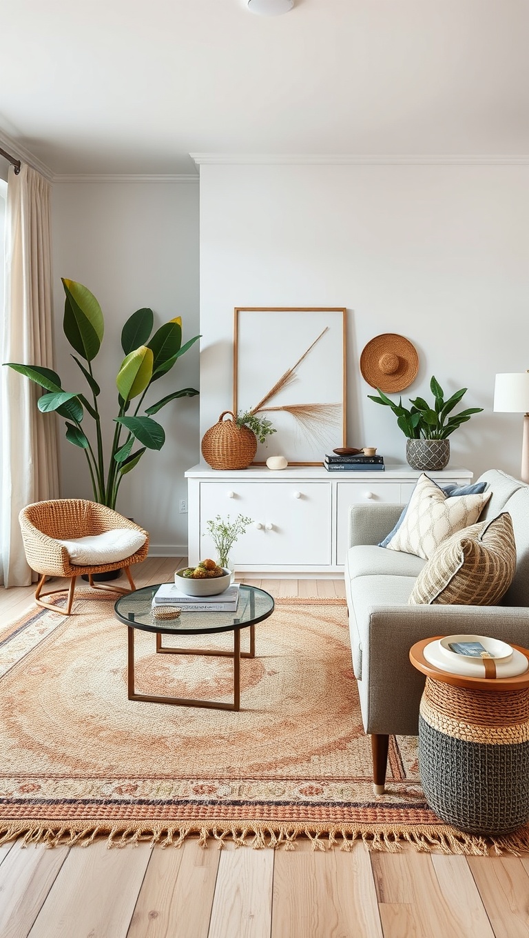 20 Fabulous Ideas and Inspiration for Layered Rug Living Rooms - 5. Use Natural Fibers for Earthy Vibes