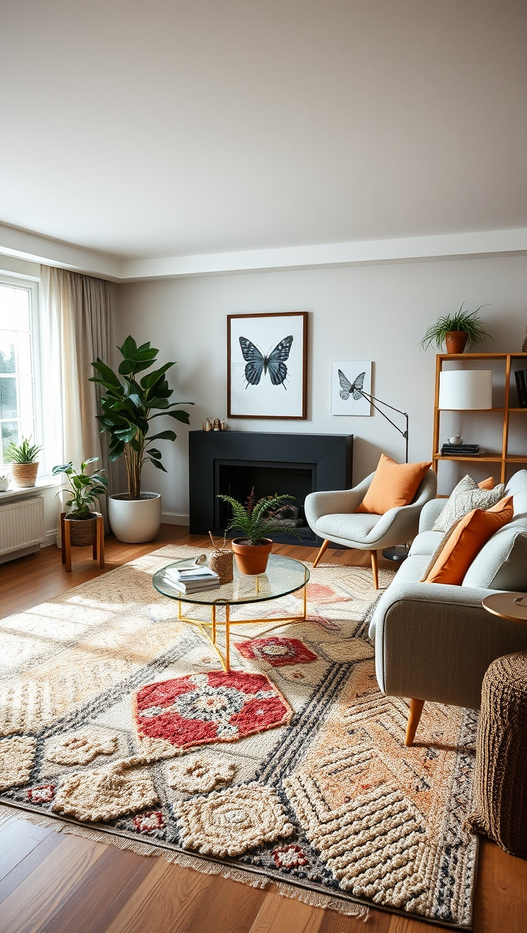 20 Fabulous Ideas and Inspiration for Layered Rug Living Rooms - 2. Mix and Match Textures for Fun