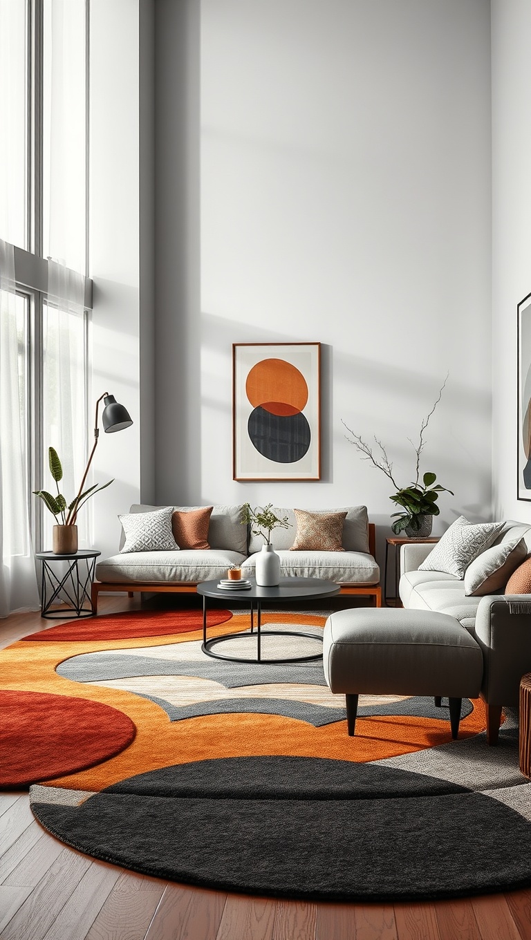 20 Fabulous Ideas and Inspiration for Layered Rug Living Rooms - 15. Experiment with Shape and Form