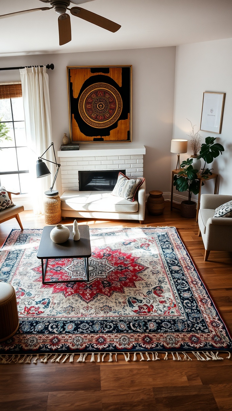 20 Fabulous Ideas and Inspiration for Layered Rug Living Rooms - 19. Layer Rugs on Hardwood Floors