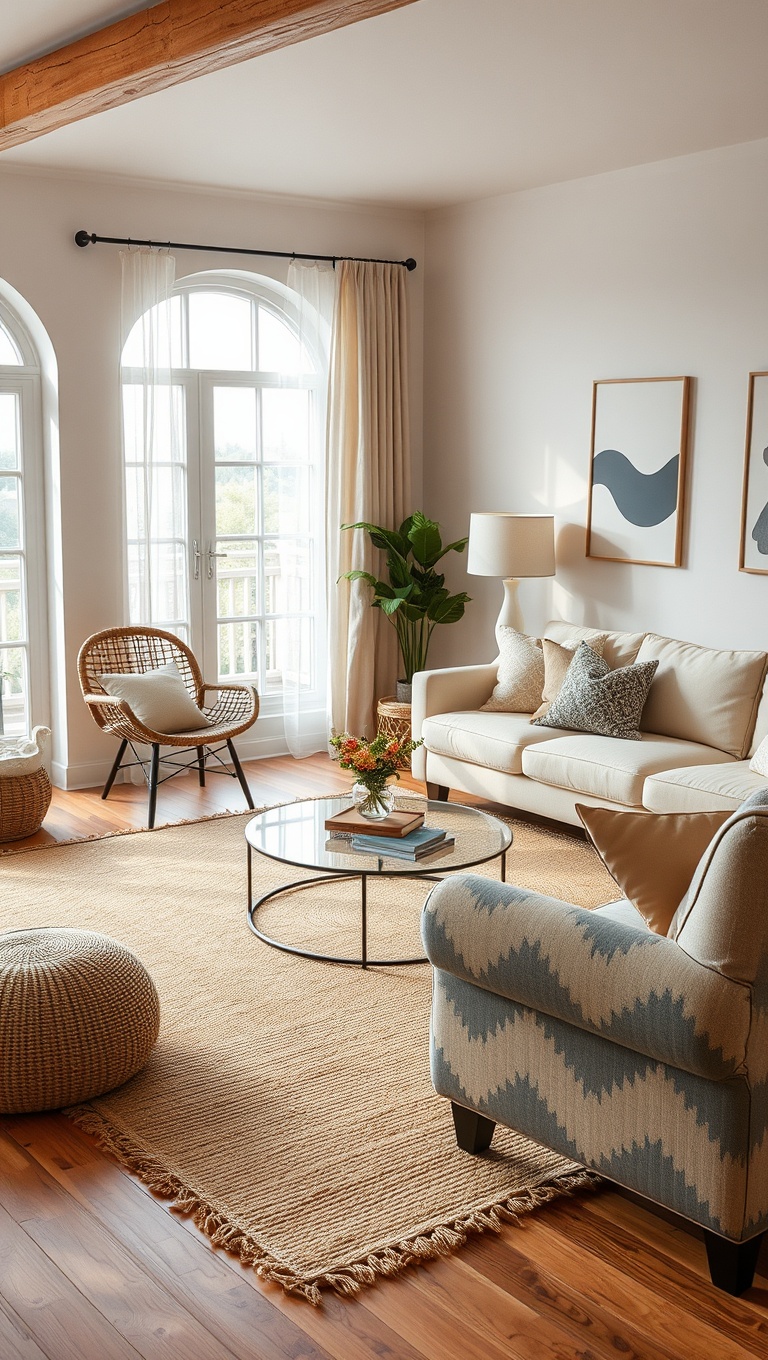 20 Fabulous Ideas and Inspiration for Layered Rug Living Rooms - 12. Layering with Jute: Beachy Feel