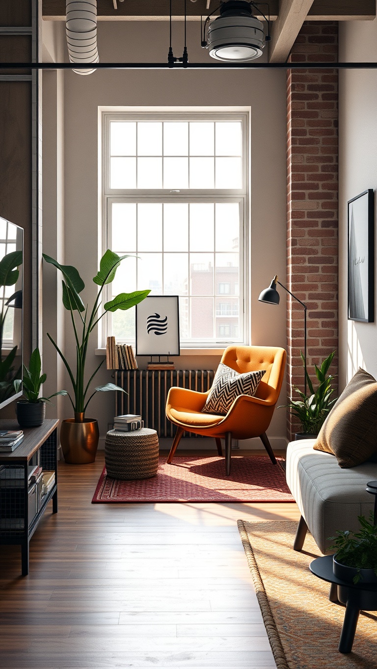 20 Chic Ideas for Your Loft-Style Living Room - 3. Create a Cozy Nook with a Stylish Reading Chair