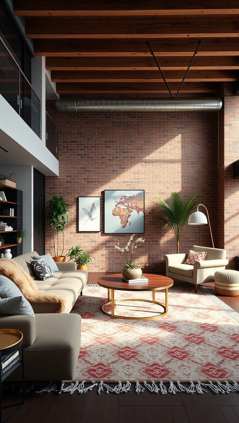 20 Chic Ideas for Your Loft-Style Living Room - 8. Use Area Rugs to Define Different Spaces