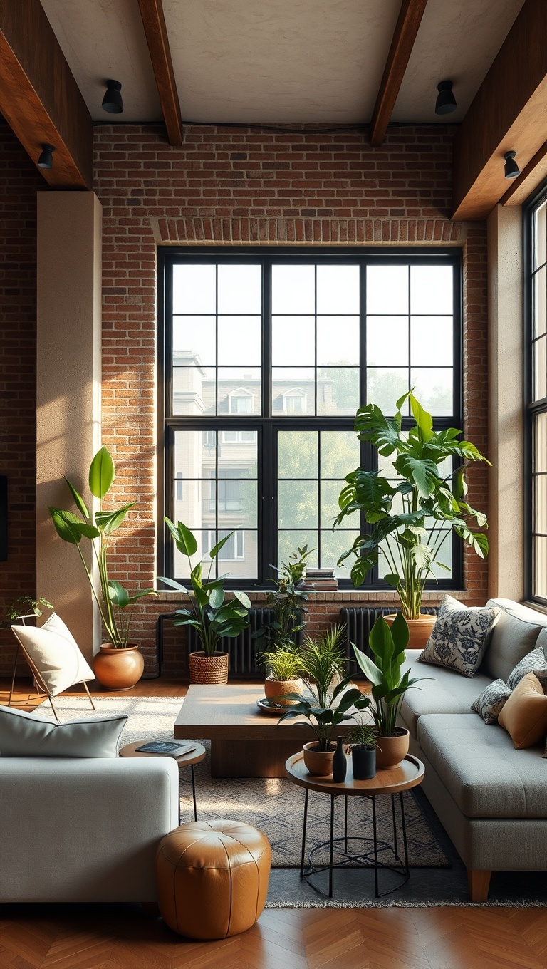 20 Chic Ideas for Your Loft-Style Living Room - 5. Incorporate Natural Elements with Indoor Plants