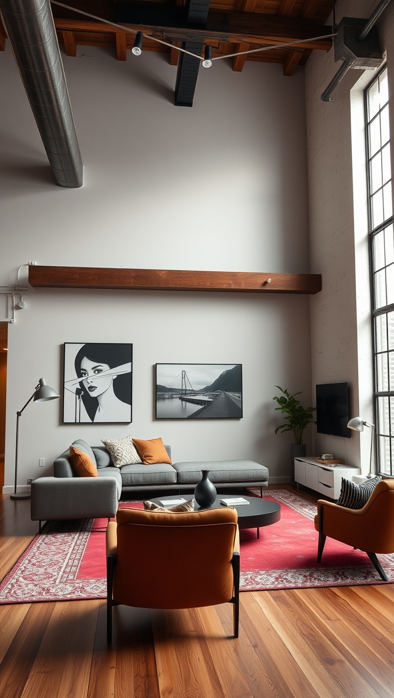 20 Chic Ideas for Your Loft-Style Living Room - 6. Highlight Industrial Features like Exposed Beams