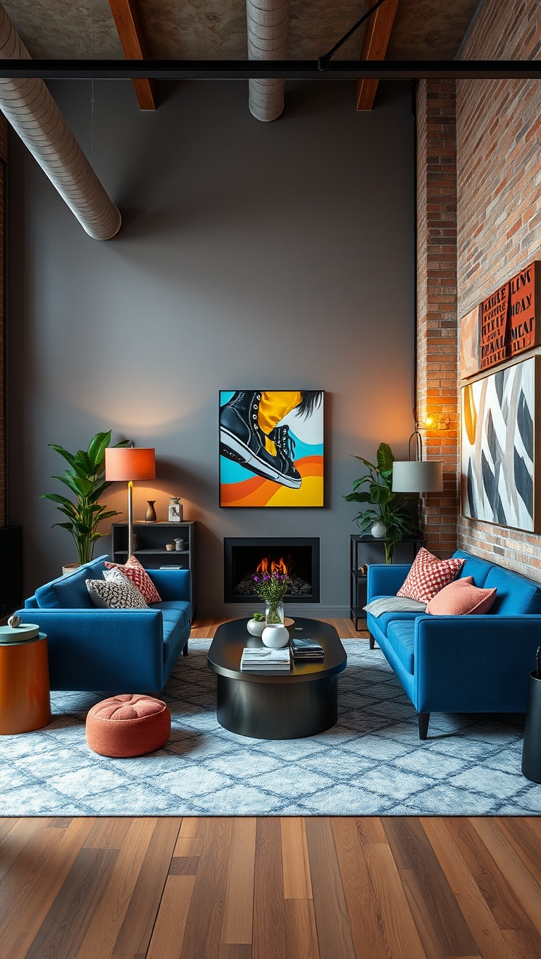 20 Chic Ideas for Your Loft-Style Living Room - 2. Add Pops of Color with Bright Accent Pieces