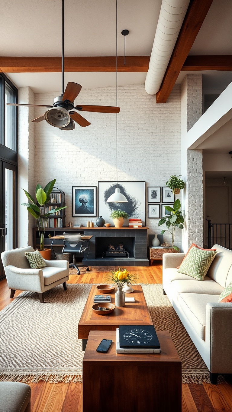 20 Chic Ideas for Your Loft-Style Living Room - 7. Mix Vintage and Modern Decor for Eclectic Charm
