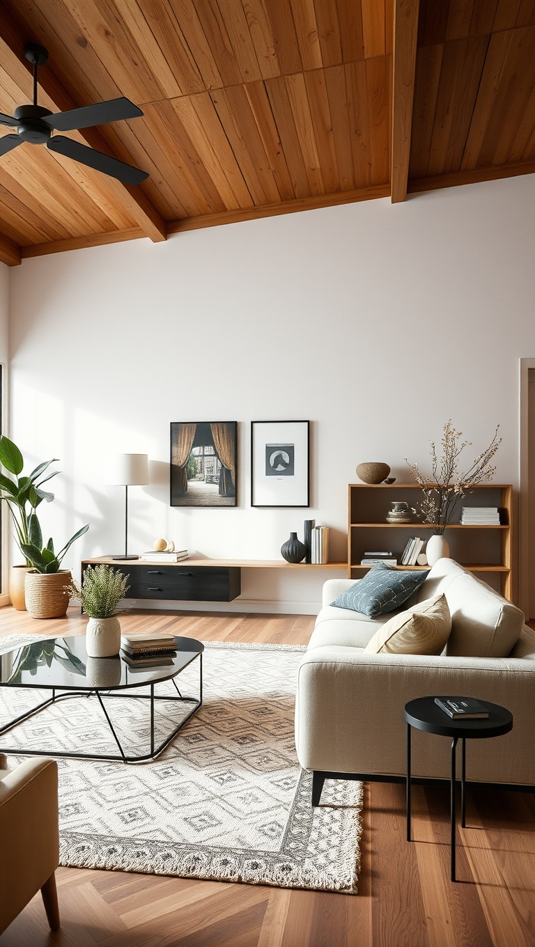 20 Chic Ideas for Low-Profile Furniture Living Rooms - 15. Use Mirrors to Create Depth