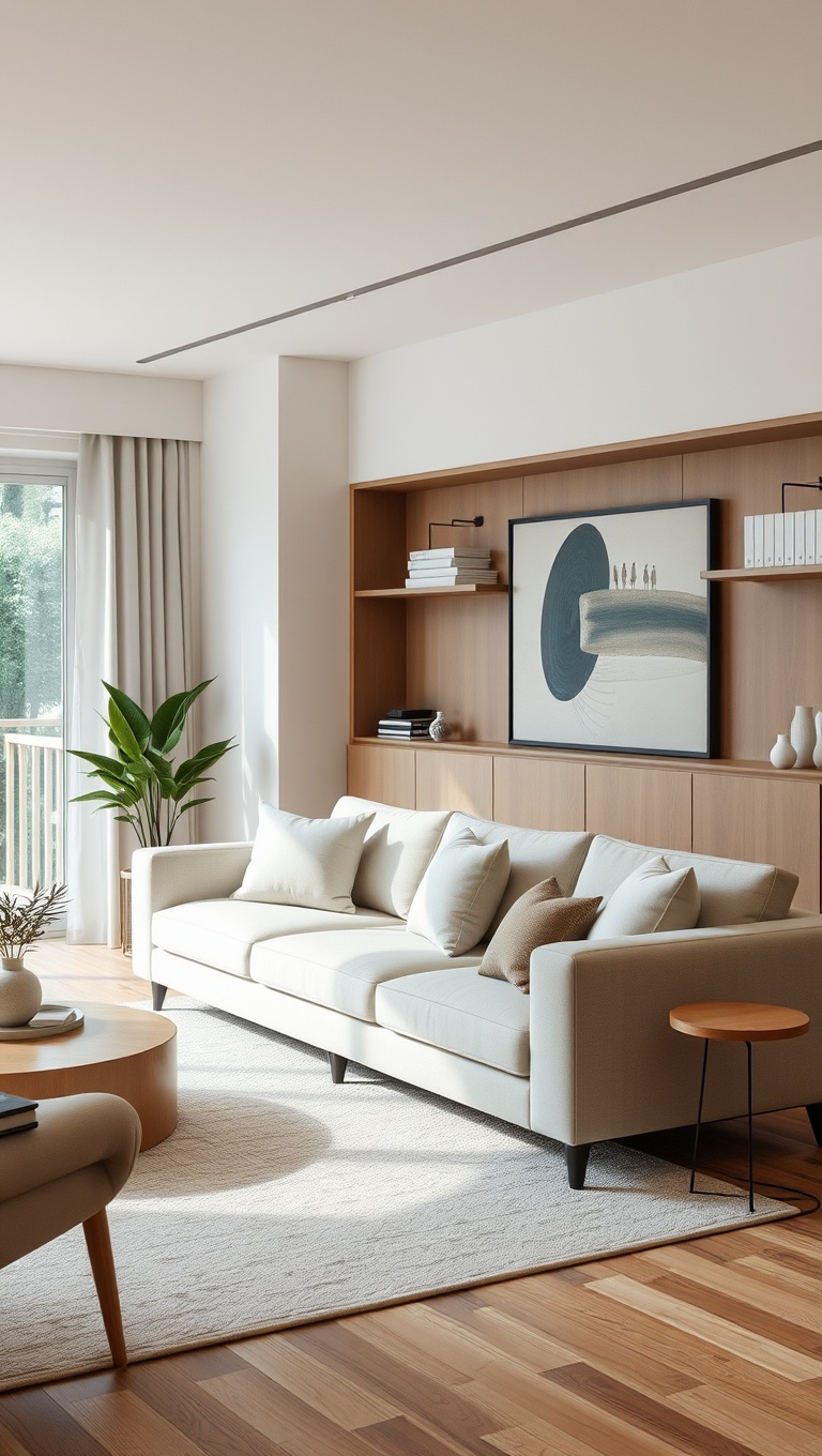 20 Chic Ideas for Low-Profile Furniture Living Rooms - 16. Keep it Light with Neutral Palettes