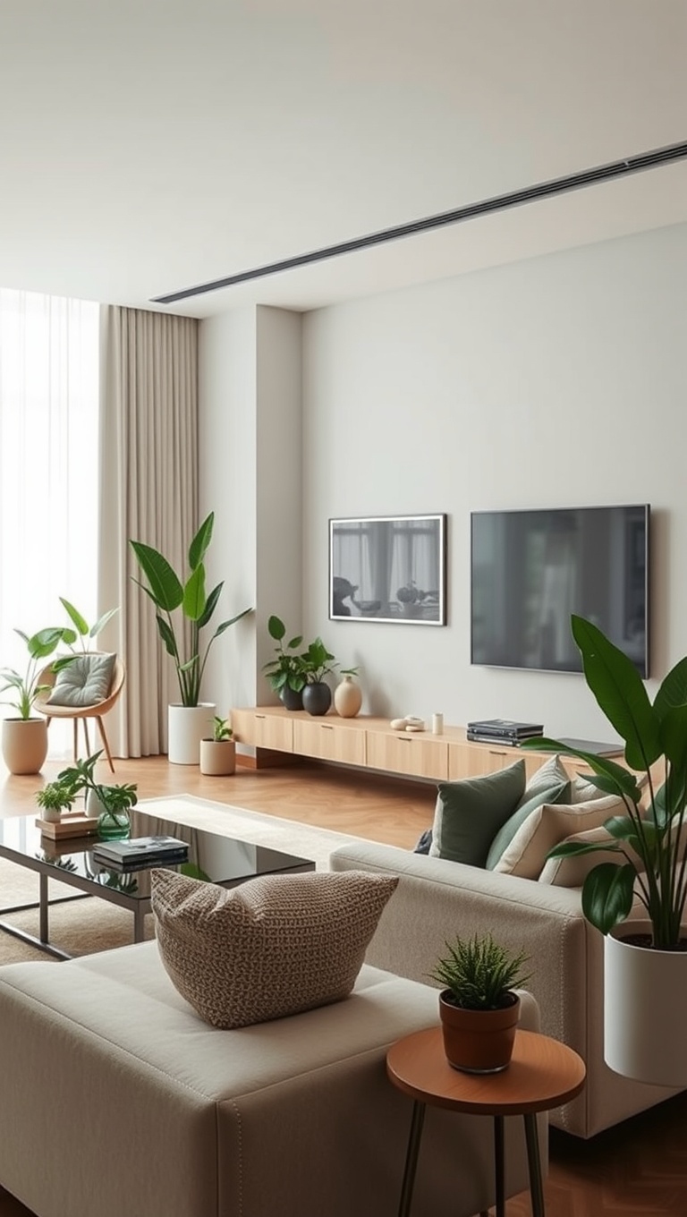 20 Chic Ideas for Luxury Minimalist Living Rooms - 10. Greenery: Add Plants for a Touch of Nature