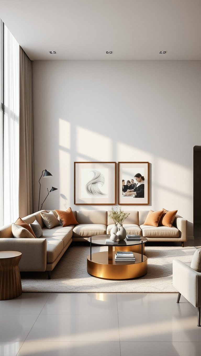 20 Chic Ideas for Luxury Minimalist Living Rooms - 20. Reflections: Use Mirrors to Enhance Space and Light