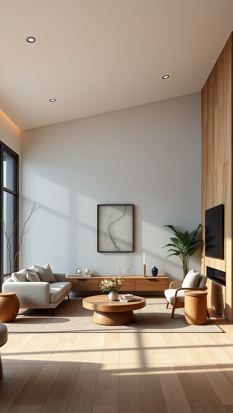 20 Chic Ideas for Luxury Minimalist Living Rooms - 4. Natural Materials: Incorporate Wood and Stone