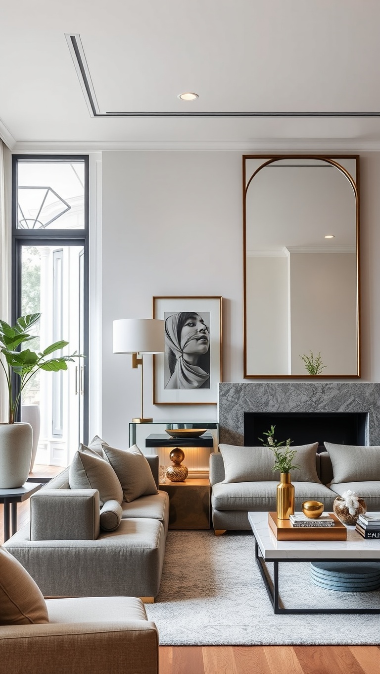 20 Bold and Beautiful Ideas for Maximalist Living Rooms - 15. Use Mirrors to Reflect Your Style