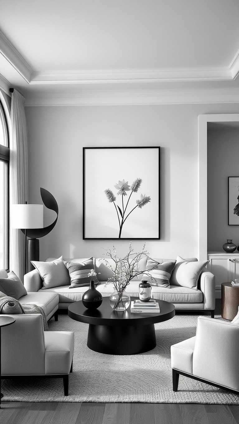 20 Stunning Ideas for a Monochromatic Living Room - 14. Artful Arrangements: Showcase Monochromatic Art