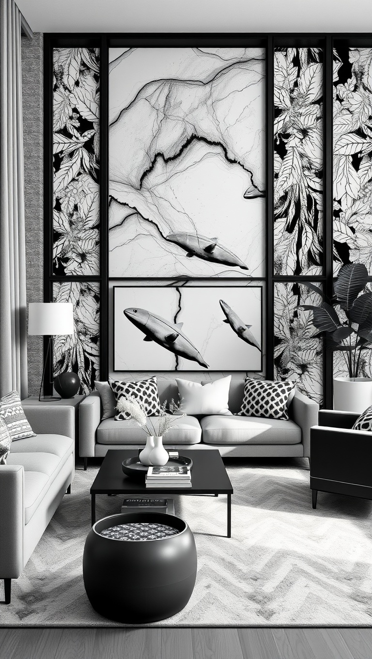 20 Stunning Ideas for a Monochromatic Living Room - 9. Monochrome Patterns: Mix Textures for Interest