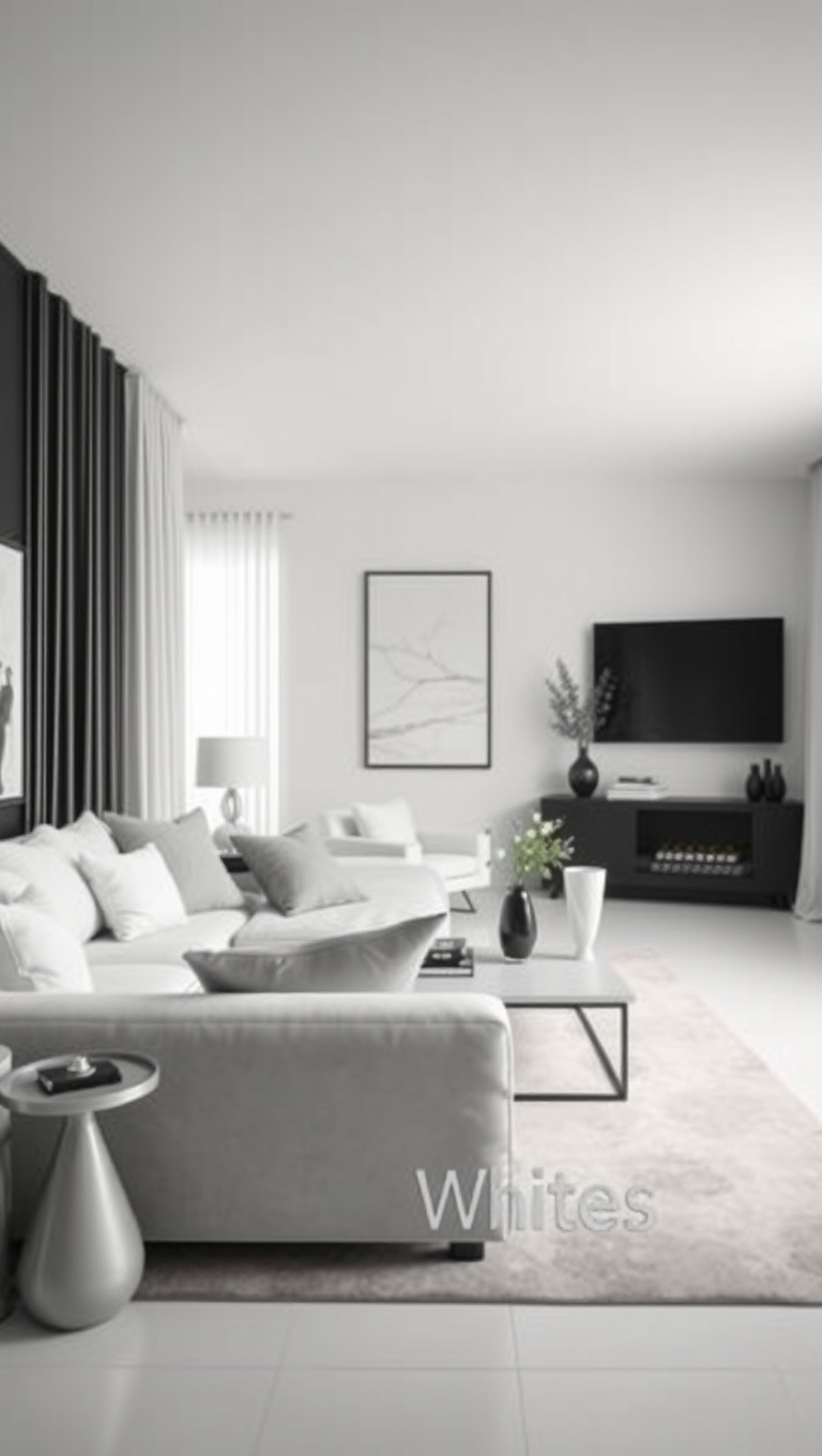 20 Stunning Ideas for a Monochromatic Living Room - 7. Elegant Whites: Brighten Up Your Space